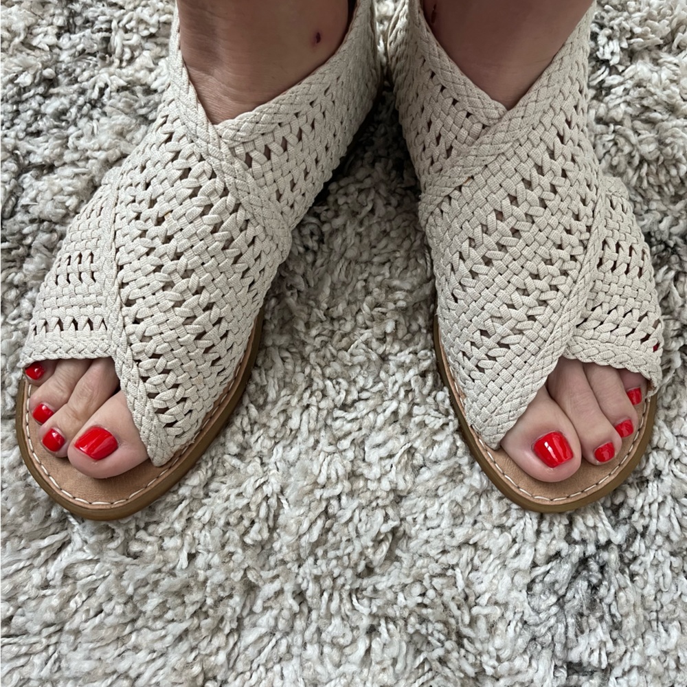 Born Cream Crisscross Sandals